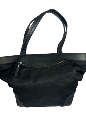 #284 Furla Black Nylon & Leather Shoulder Tote Bag